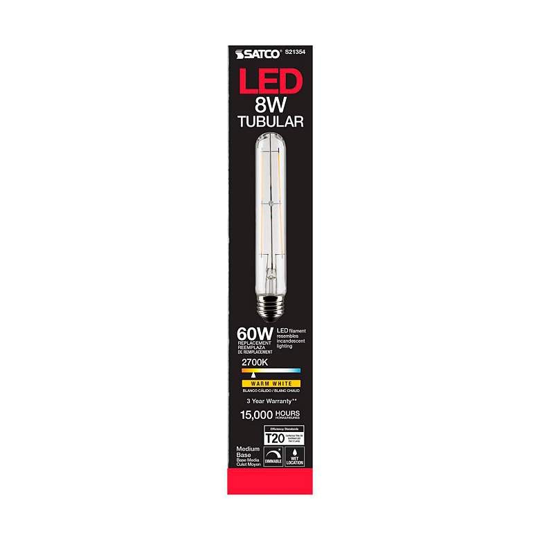 Image 5 60W Equivalent Clear 8W Standard Base Dimmable LED T9 Tube Bulb by Satco more views