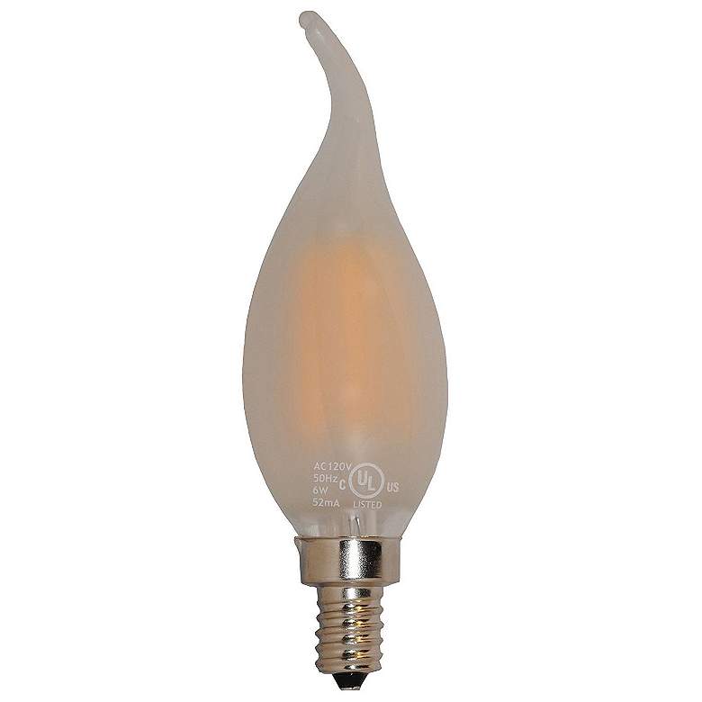 Image 1 60W Equivalent Frosted 6W LED Dimmable Candelabra Flame Tip