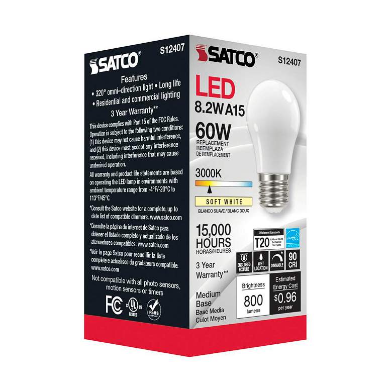Image 4 60W Equivalent Frosted 8.2W LED Dimmable Standard A15 Bulb more views