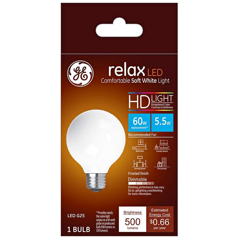 Image 1 60W Equivalent GE Frosted 5.5W LED Dimmable Standard Bulb
