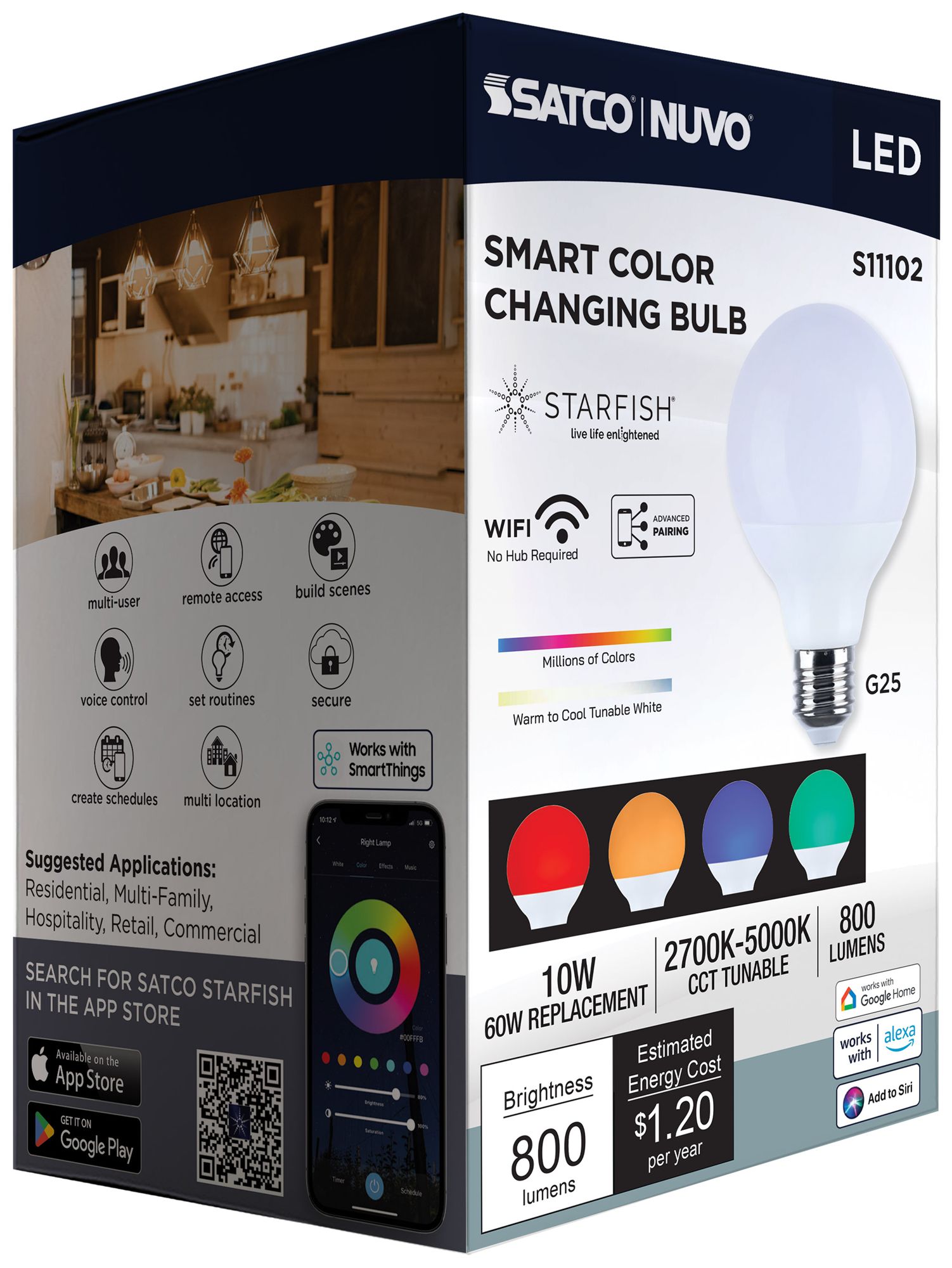 60W Equivalent Satco 10W White LED Dimmable Standard G25 Bulb 6-Pack