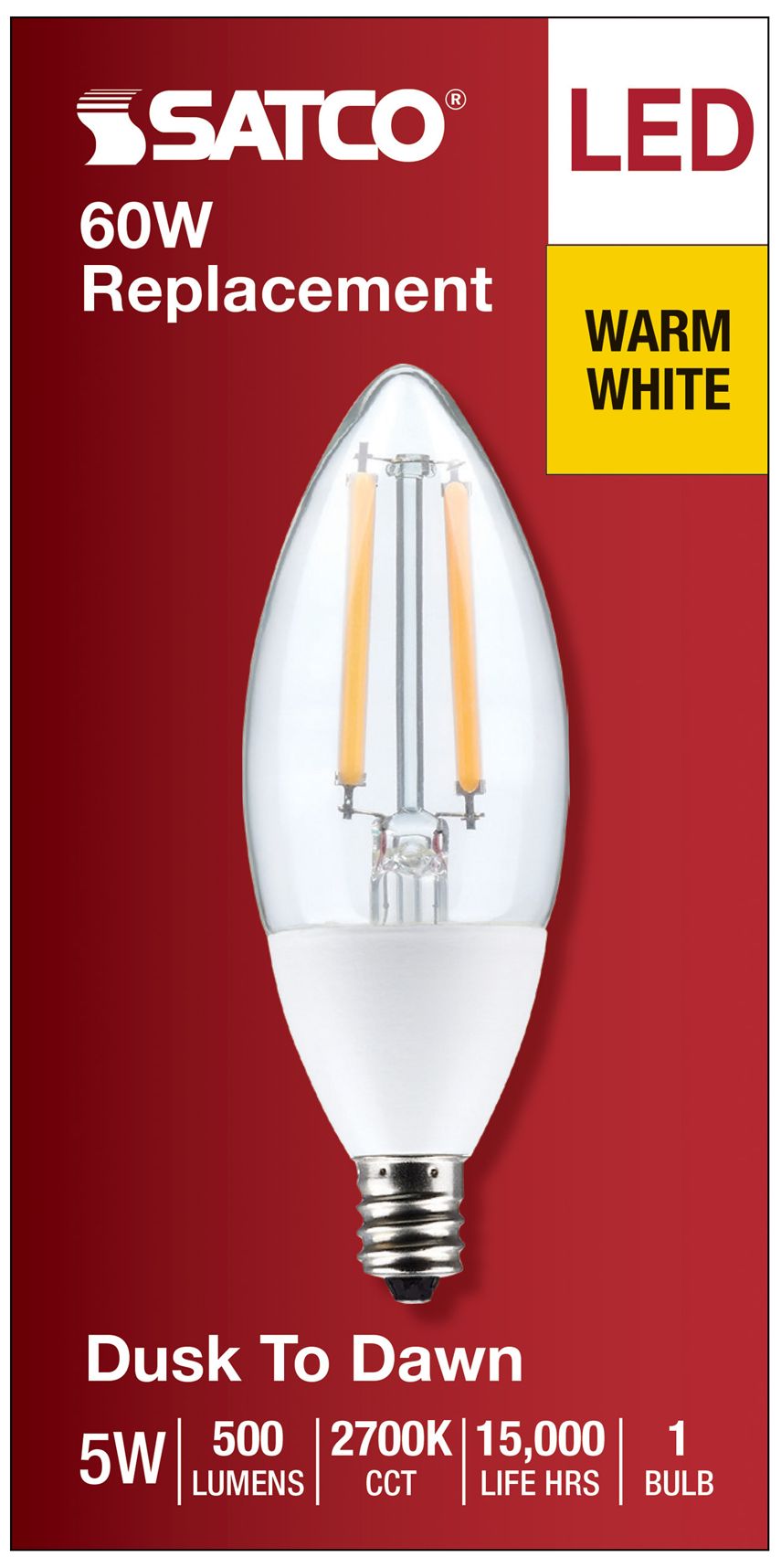 Image 5 60W Equivalent Satco 5W Frosted LED Non-Dimmable Candelabra B11 more views