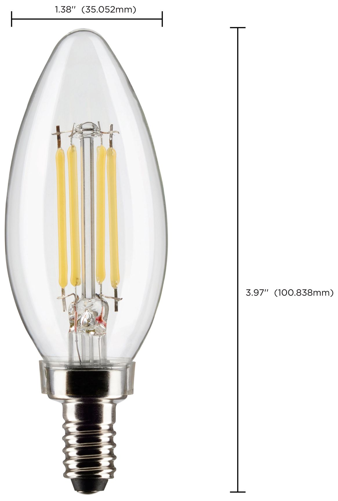 60W Equivalent Satco Clear 5.5W 2700K LED Dimmable E12 B11 6-Pack