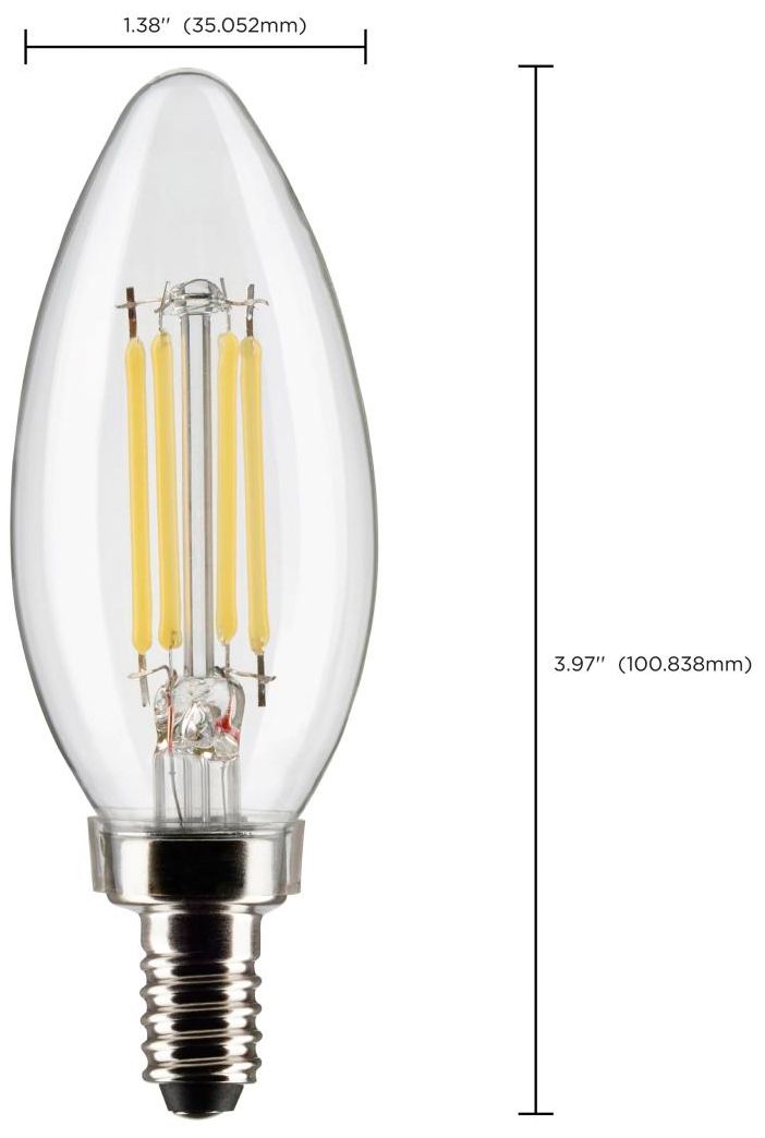 60W Equivalent Satco Clear 5.5W 3000K LED Dimmable E12 B11 6-Pack