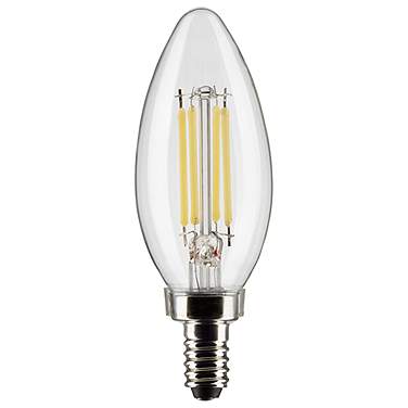 60W Equivalent Satco Clear 5.5W LED Dimmable E12 B11 2-Pack