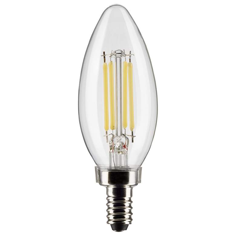 Image 1 60W Equivalent Satco Clear 5.5W LED Dimmable E12 B11 2-Pack