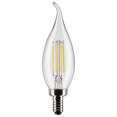 60W Equivalent Satco Clear 5.5W LED Dimmable E12 CA10 2-Pack