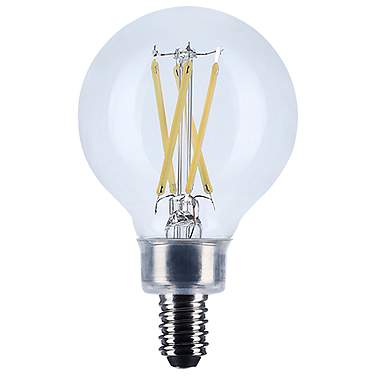 60W Equivalent Satco Clear 5.5W LED Dimmable E12 G16.5 Bulb