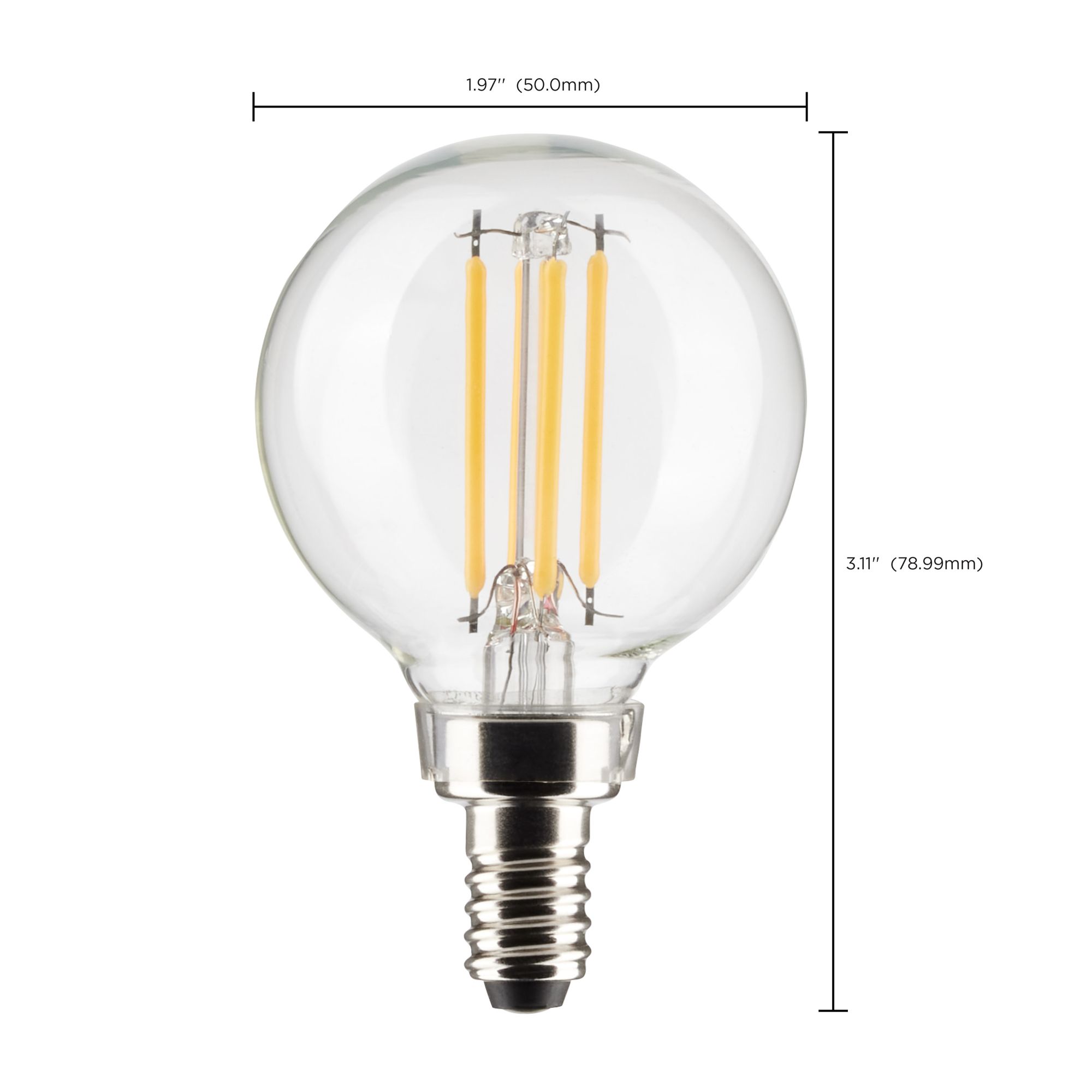60W Equivalent Satco Clear 5.5W LED Dimmable E12 G16.5 Bulb in scene