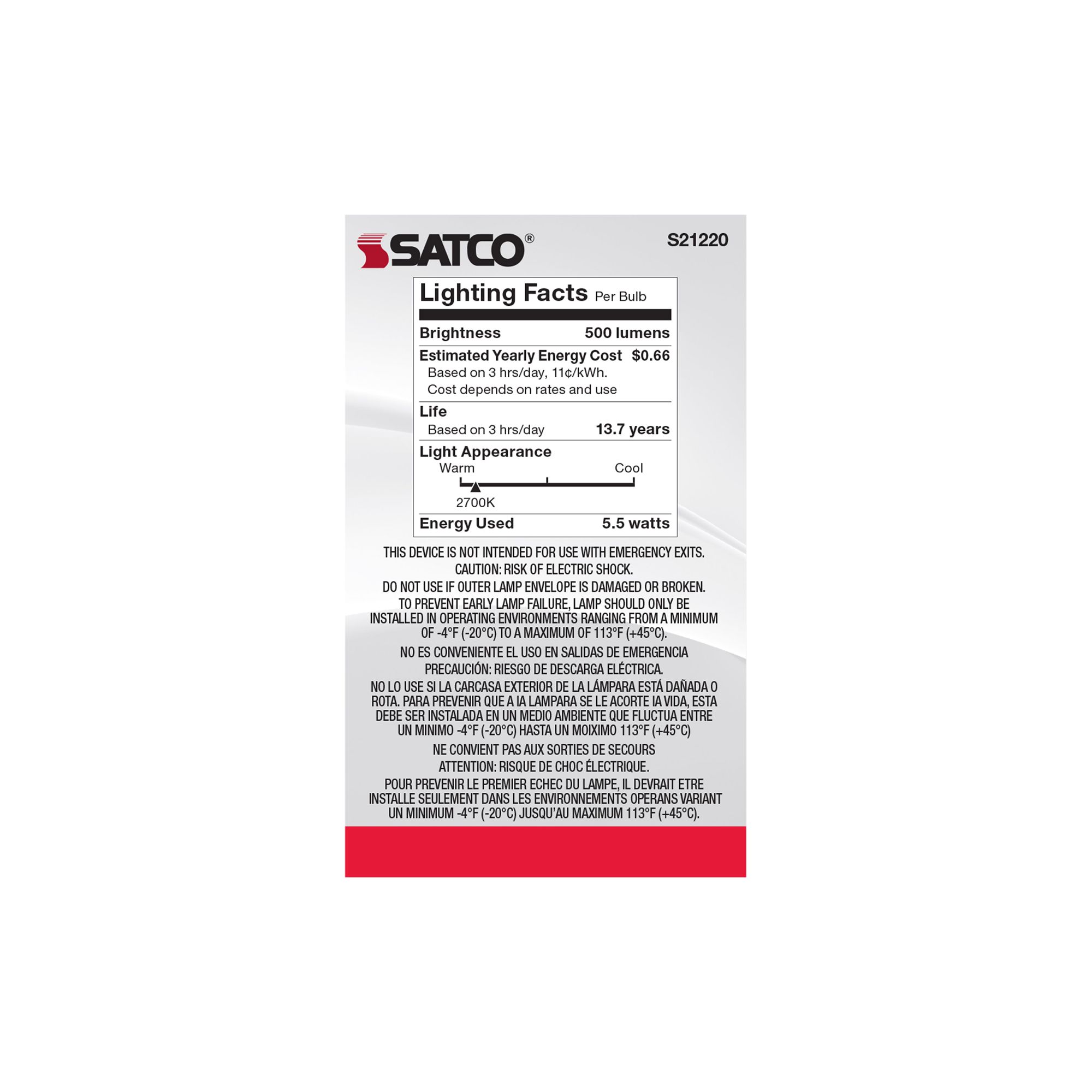 60W Equivalent Satco Clear 5.5W LED Dimmable Standard Bulb in scene