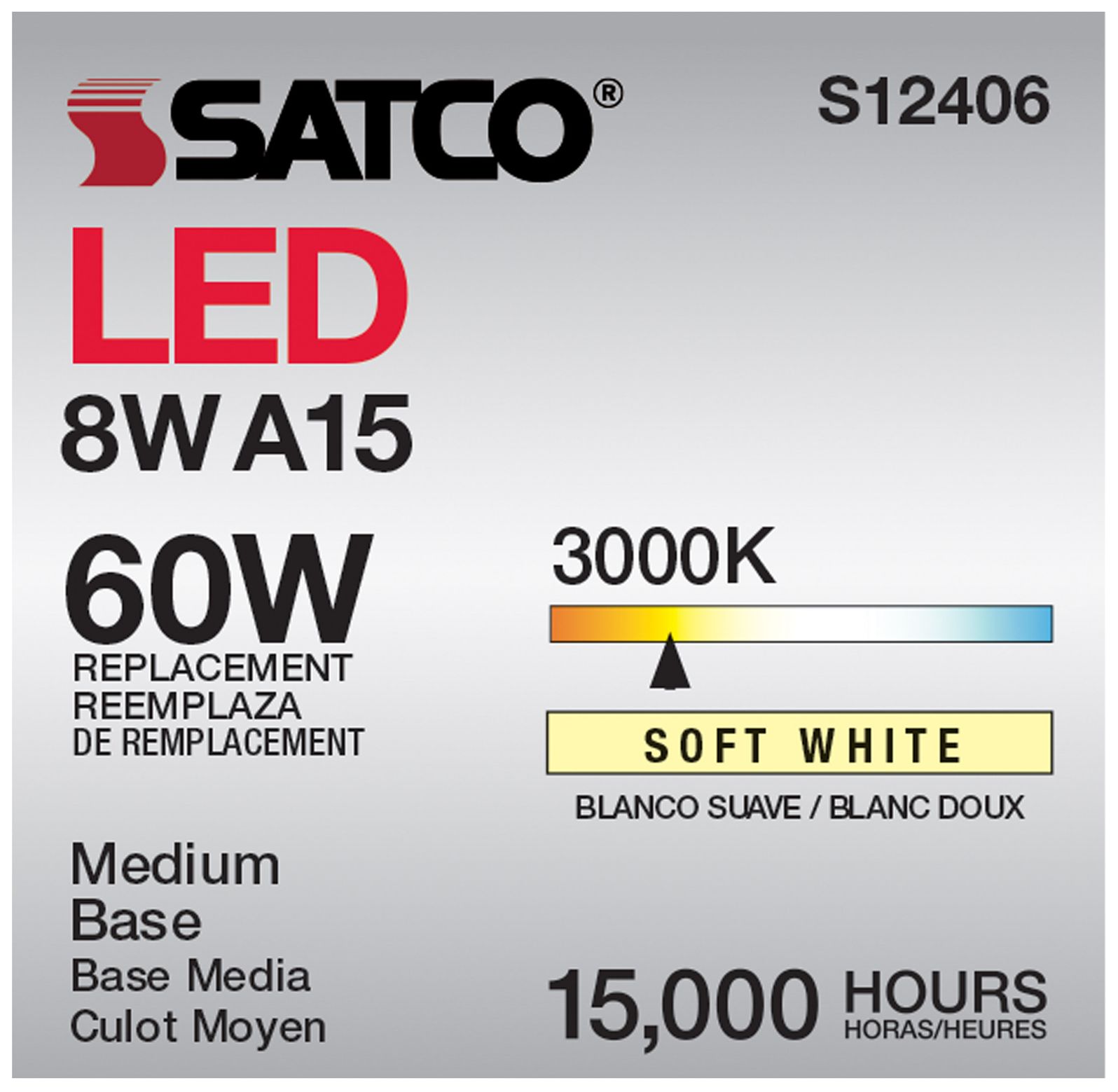 Image 7 60W Equivalent Satco Clear 8.2W LED Dimmable Standard A15 6-Pack more views