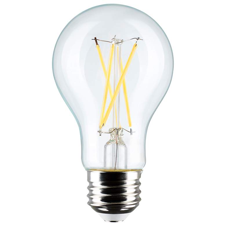 Image 1 60W Equivalent Satco Clear 8W 2700K LED Dimmable E26 4-Pack