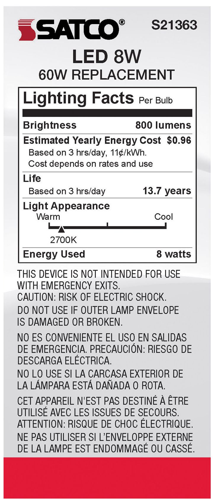 Image 6 60W Equivalent Satco Clear 8W 2700K LED Dimmable E26 ST19 6-Pack more views