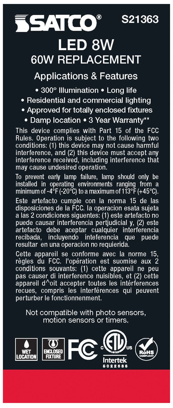 Image 7 60W Equivalent Satco Clear 8W 2700K LED Dimmable E26 ST19 6-Pack more views