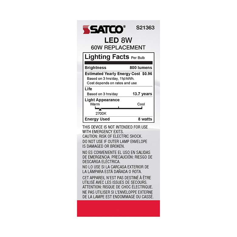Image 6 60W Equivalent Satco Clear 8W 2700K LED Dimmable E26 ST19 more views