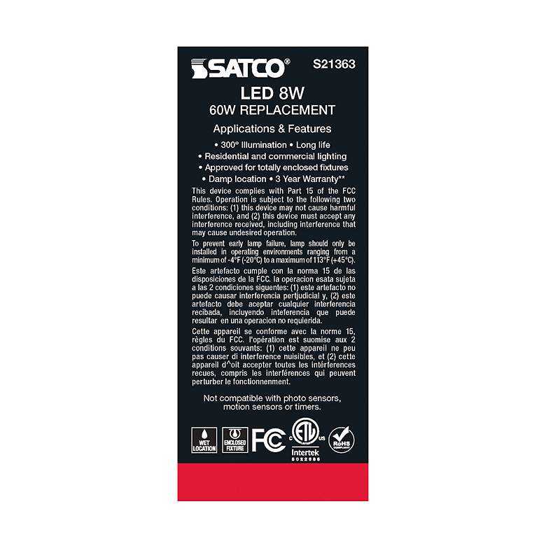 Image 7 60W Equivalent Satco Clear 8W 2700K LED Dimmable E26 ST19 more views