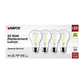 Image5 of 60W Equivalent Satco Clear 8W 3000K LED Dimmable E26 4-Pack more views