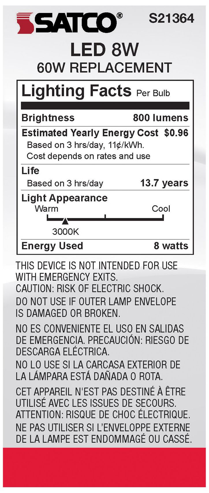 Image 6 60W Equivalent Satco Clear 8W 3000K LED Dimmable E26 ST19 6-Pack more views