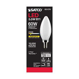 Image5 of 60W Equivalent Satco Frost 5.5W 2700K LED Dimmable E12 Bulb more views