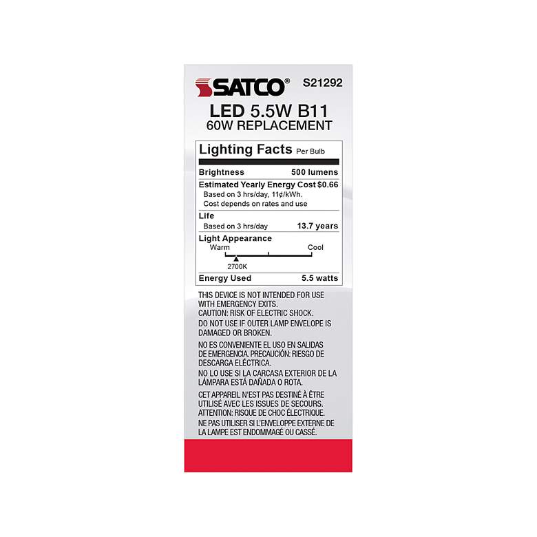 Image 6 60W Equivalent Satco Frost 5.5W LED Dimmable Standard Bulb more views