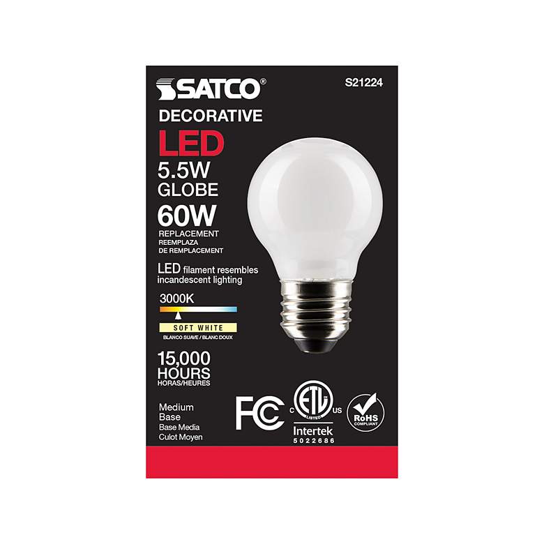 Image 5 60W Equivalent Satco White 5.5W LED Dimmable Standard Bulb more views