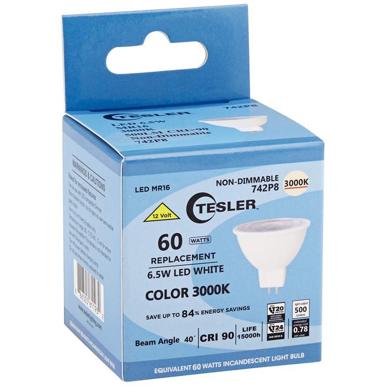 Image 2 60W Equivalent Tesler 6.5W LED Non-Dimmable G5.3 MR16 Bulb more views