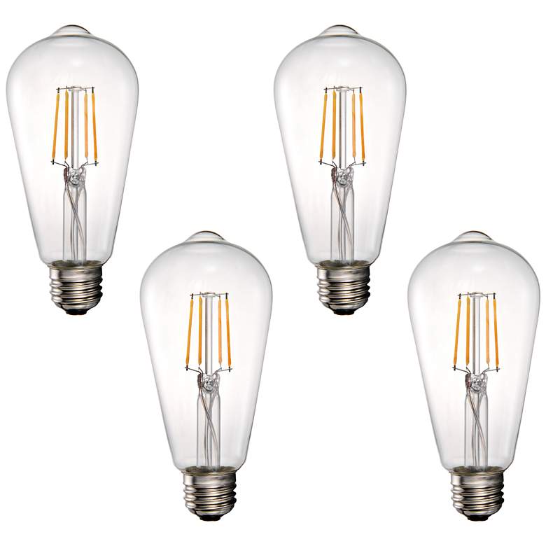 Image 1 60W Equivalent Tesler Clear 7W LED Dimmable ST21 Bulbs 4-Pack