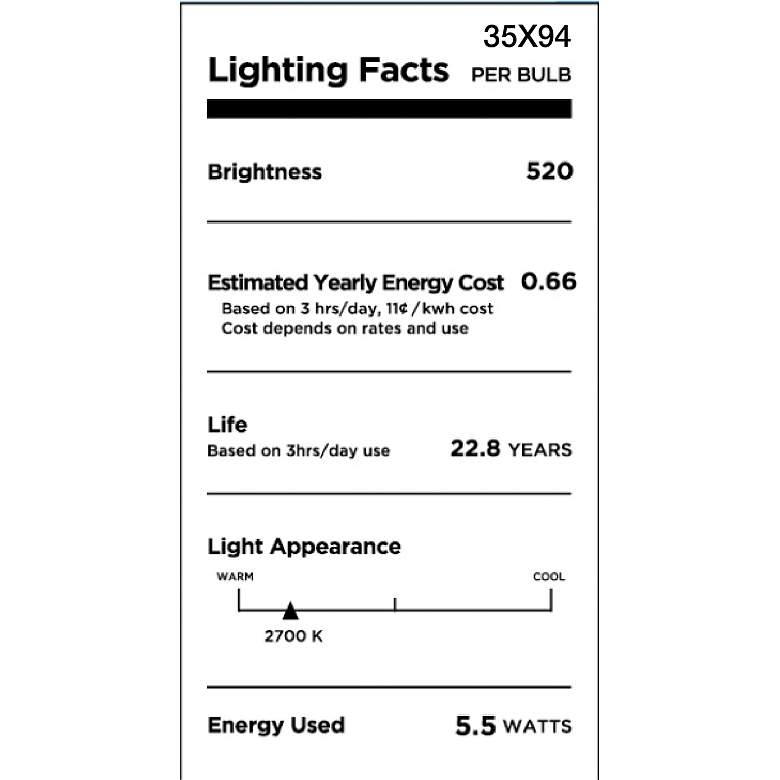 Image 2 60W Equivalent Torpedo 5.5W LED Dimmable Filament Candelabra by Tesler more views