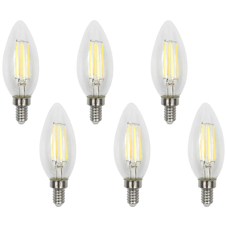 Image 1 60W Equivalent Torpedo 5.5W LED Filament Candelabra 6-Pack by Tesler