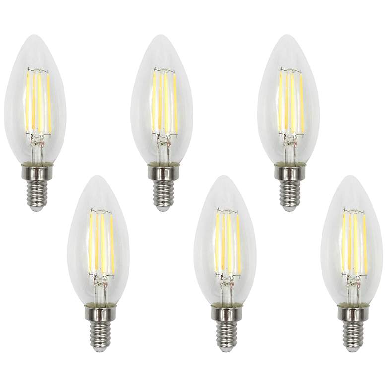 Image 1 60W Equivalent Torpedo 5.5W LED Filament Candelabra 6-Pack by Tesler