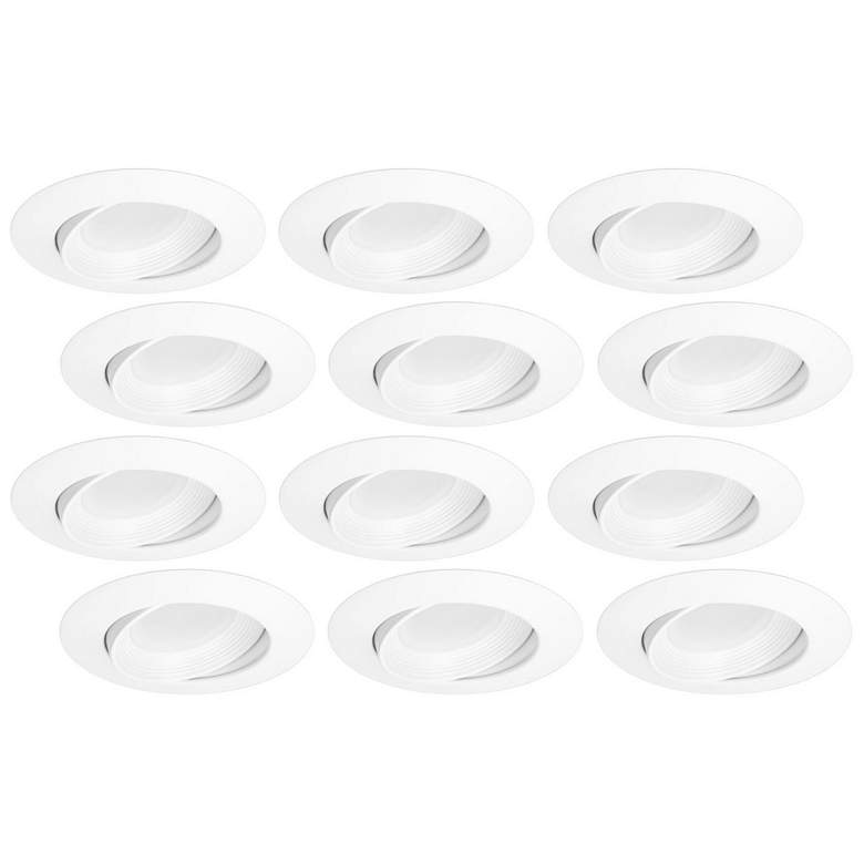 Image 1 60W Equivalent White Finish Swivel Lens LED Recessed Lights - Set of 12