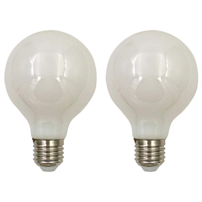 Image 1 60W Equivalent White Globe 8W LED Standard Base Bulbs 2 Pack