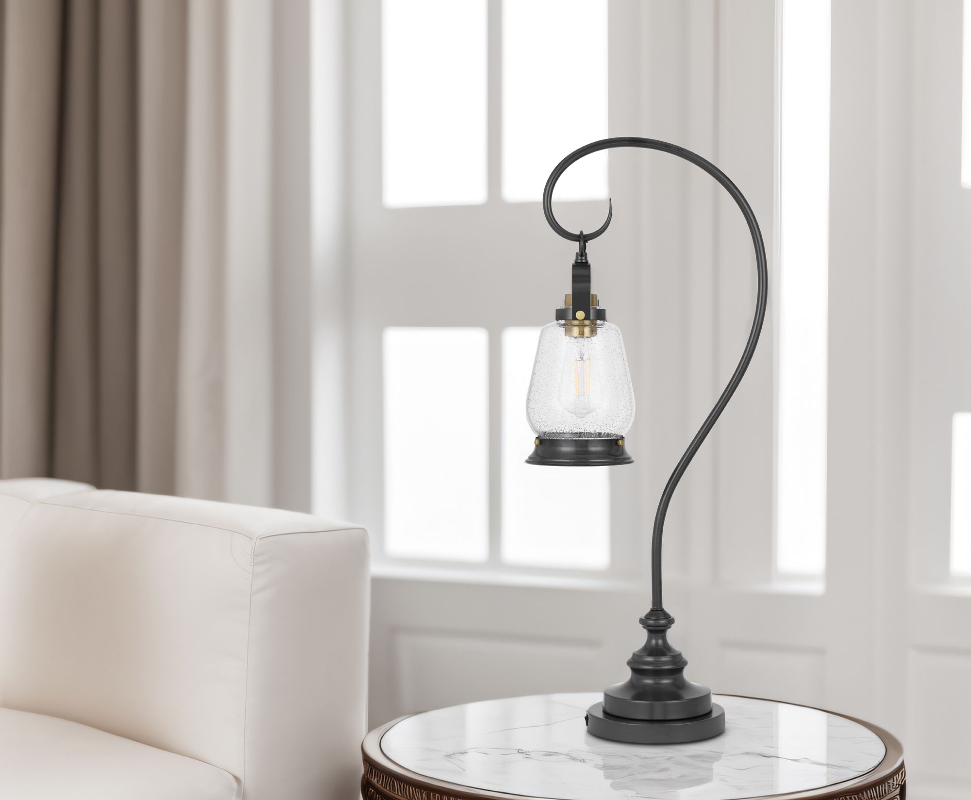 Image 5 60W Terni table lamp with bubbled glass and rocker switch on base more views