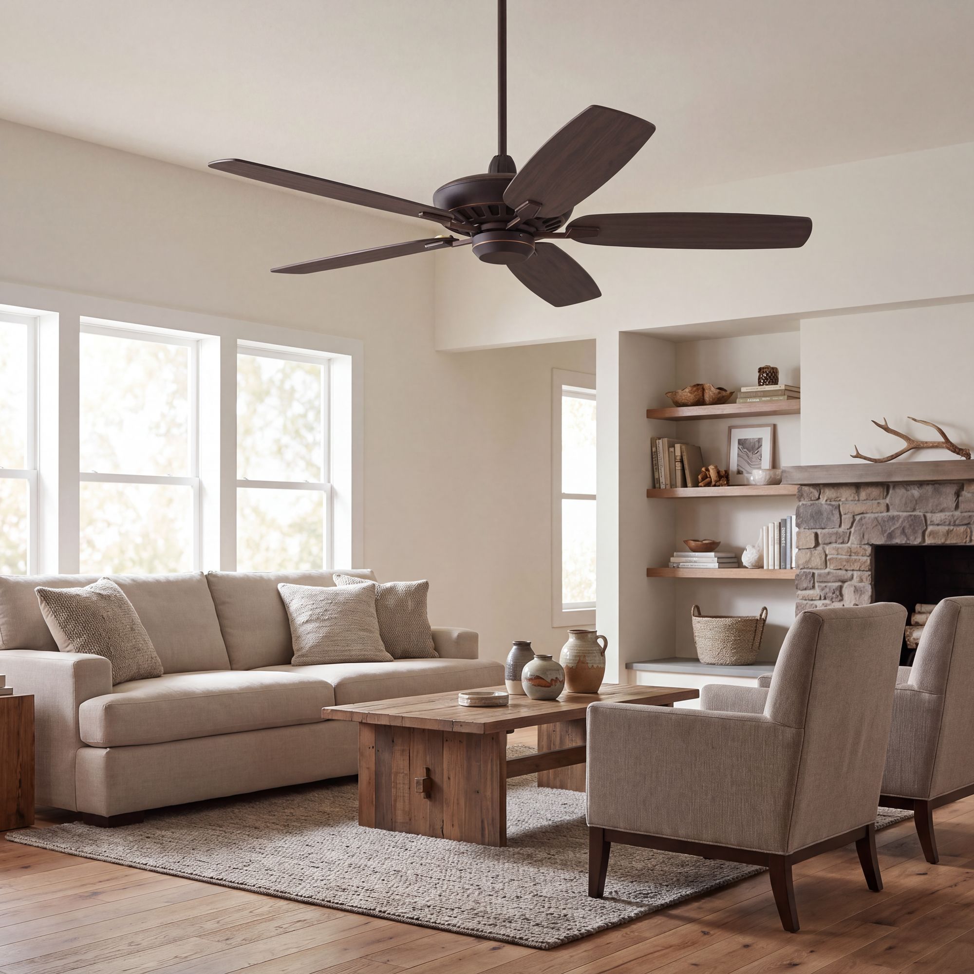 Image 1 52" Casa Vieja Journey Oil-Rubbed Bronze Ceiling Fan with Remote in scene