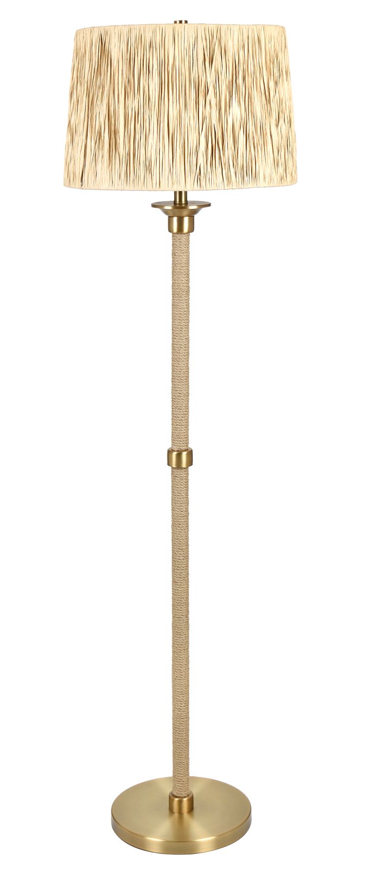 Image 2 61.25" Metal and Rope Floor Lamp with Textured Linen Shade more views
