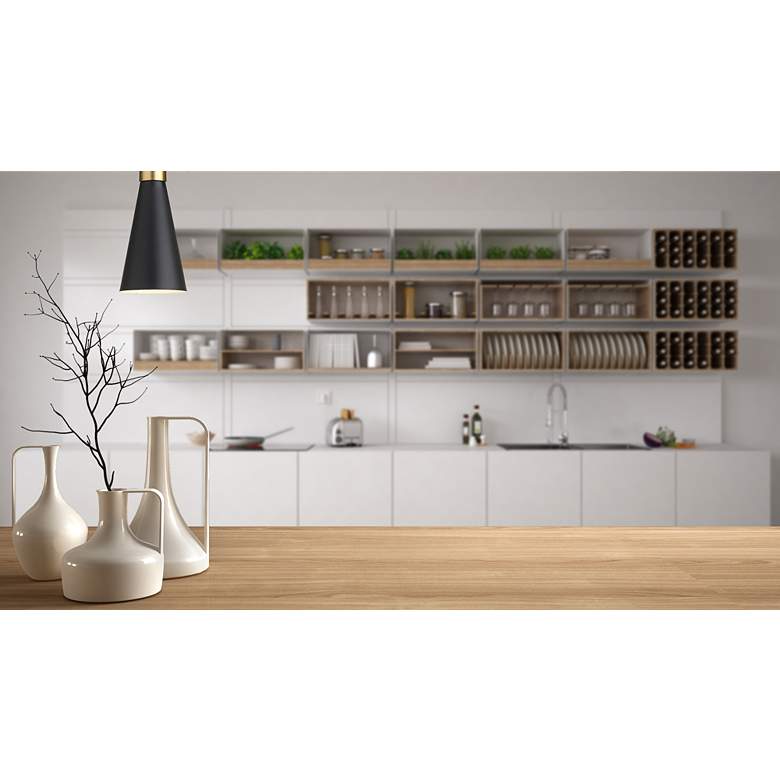 Image 1 Z-Lite Soriano 5 1/2" Wide Modern Matte Black and Brass Mini-Pendant in scene