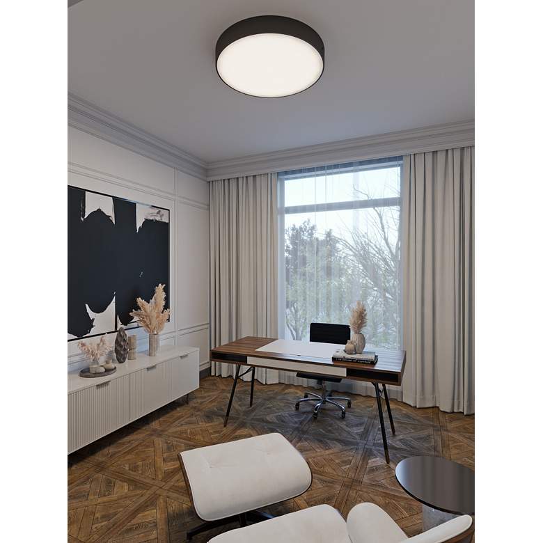 Image 1 Bailey 30" Wide Black Round LED Ceiling Light in scene
