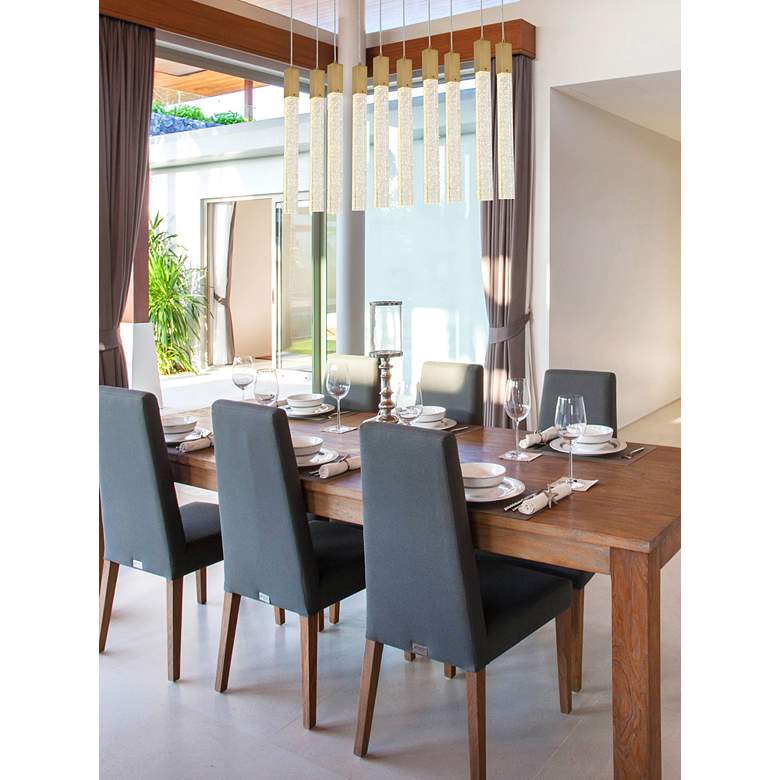Image 1 Weston 42" Wide Satin Gold 10-Light Linear Pendant in scene