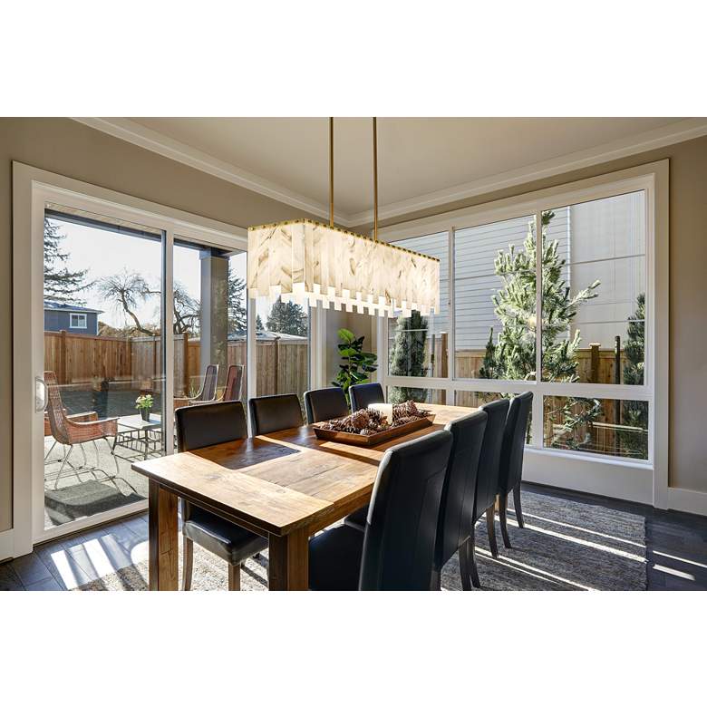 Image 1 Viviana 49" Wide Rubbed Brass 7-Light Island Chandelier in scene
