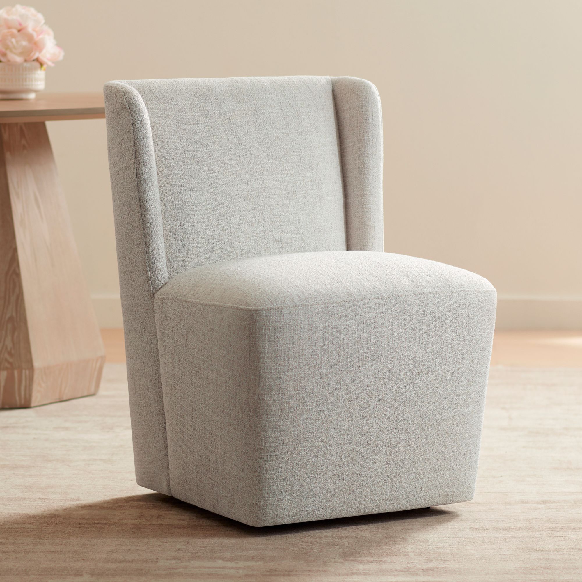 Image 1 Collette Nathan Wheat Upholstered Dining Chair with Hidden Casters in scene