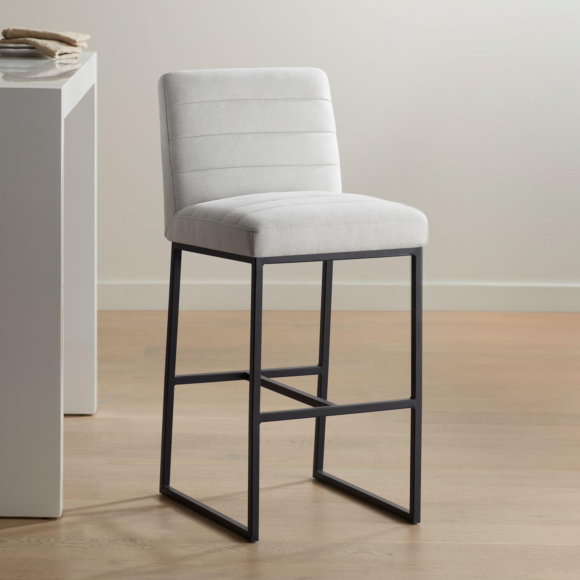 Image 1 Chastain Off-White 30" Seat Height Upholstered Barstool in scene