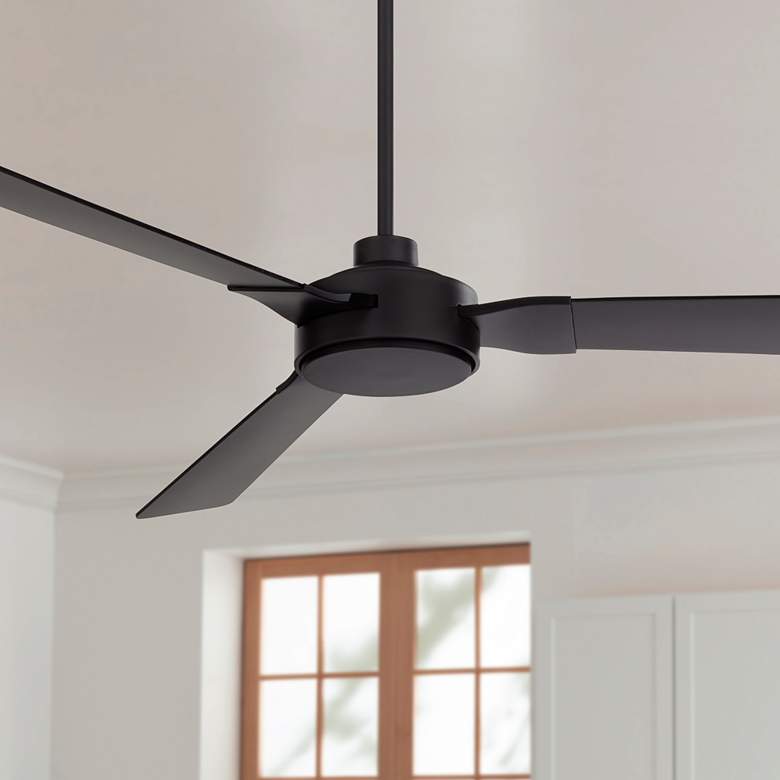 Image 1 60" Casa Vieja Invictus Matte Black and Walnut Damp Fan with Remote in scene