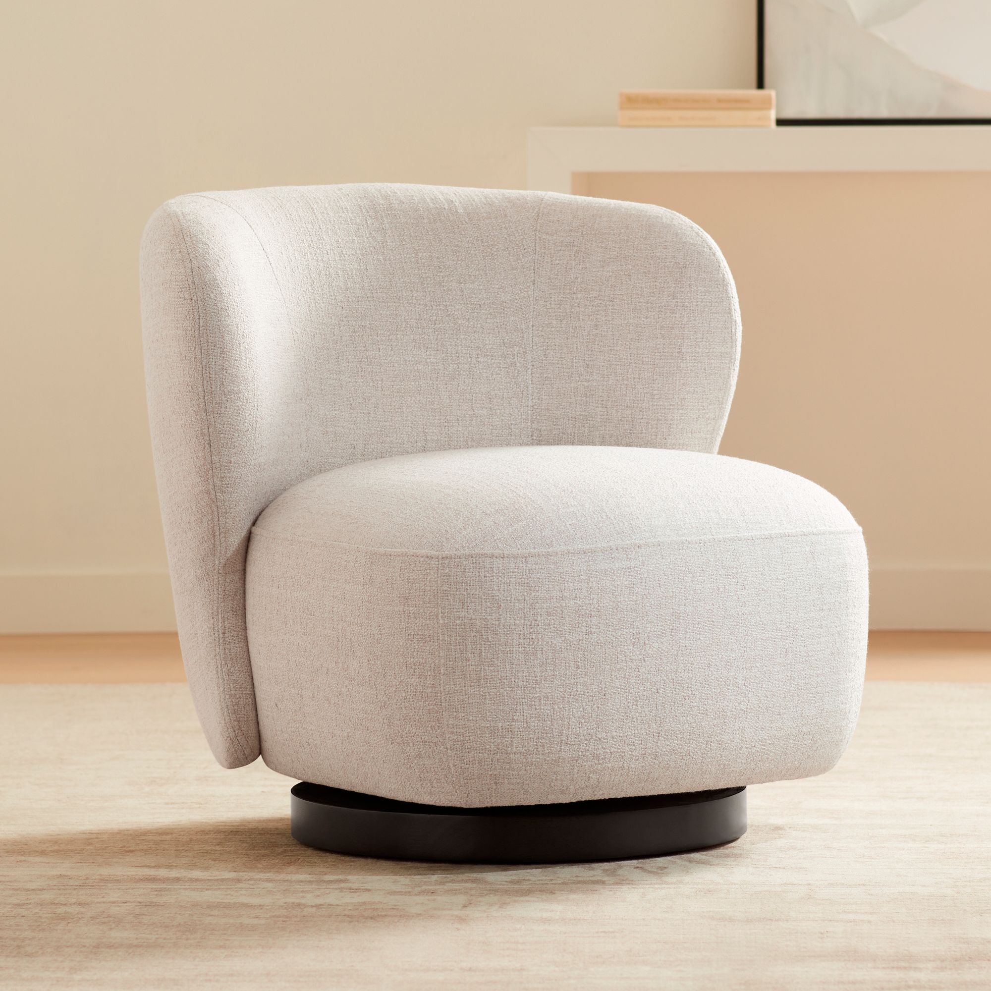 Image 1 Pomona Off-White 30" Wide Nathan Wheat Occasional Swivel Chair in scene