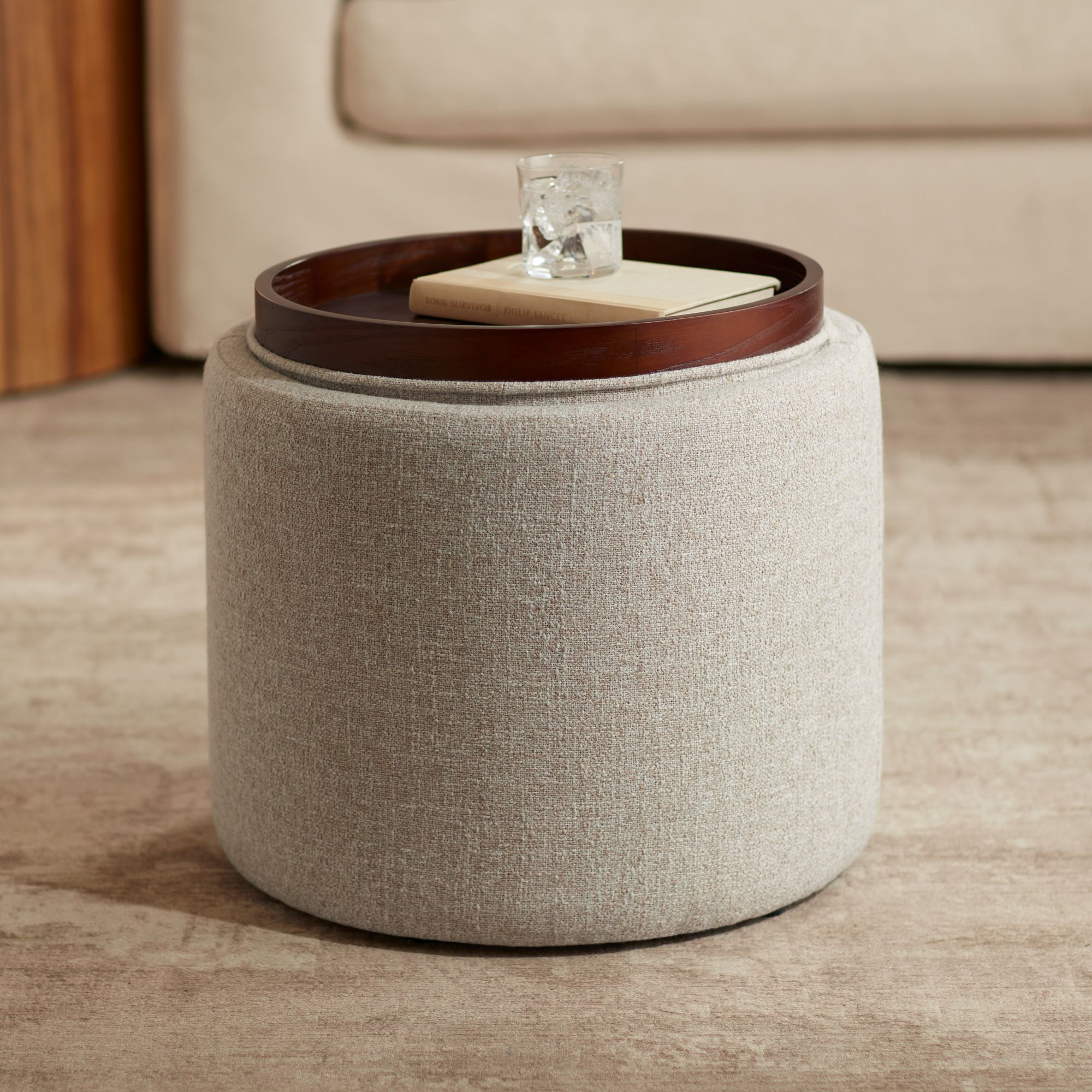 Image 1 Elias 18" High Nathan Ginger Storage Ottoman with Reversible Tray in scene