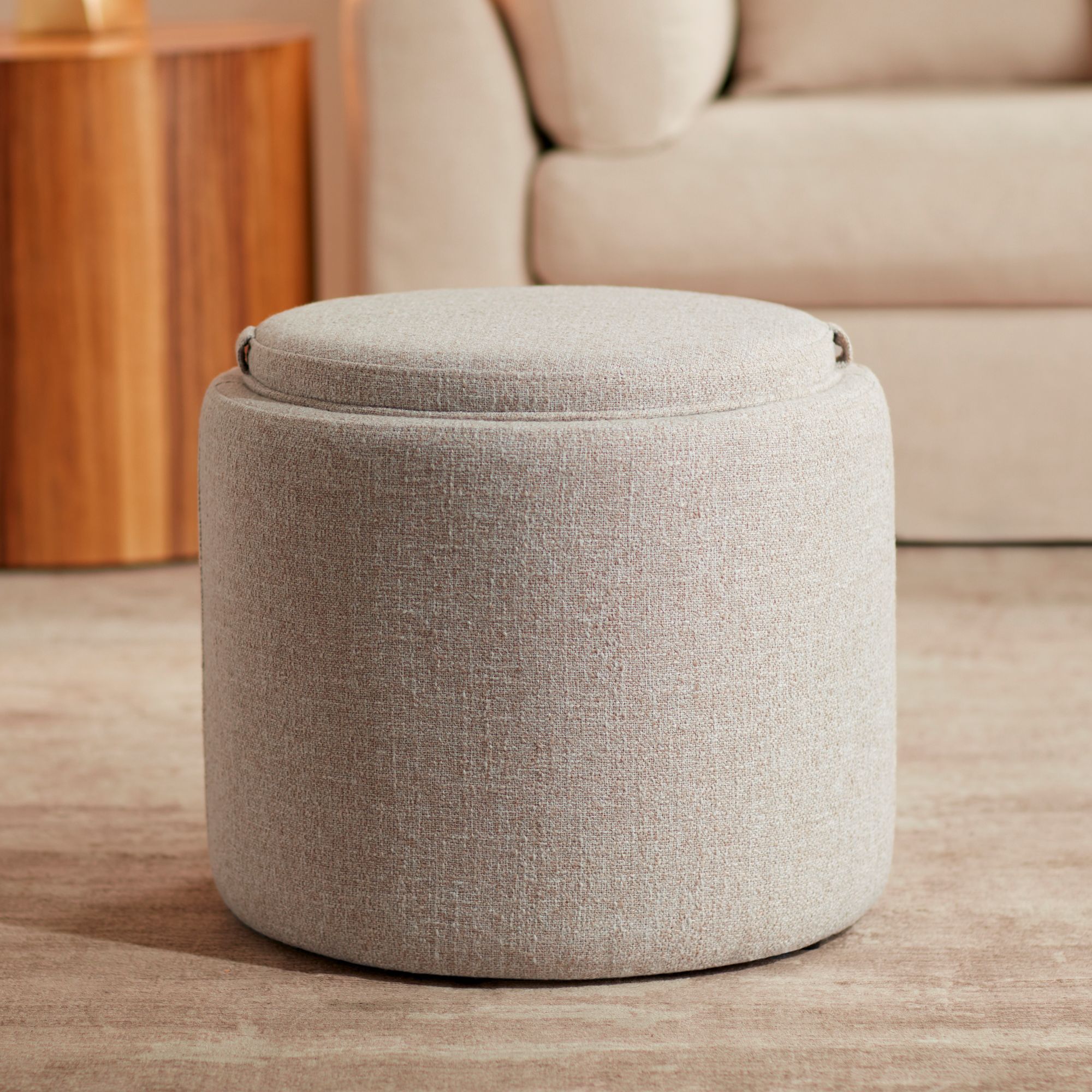 Elias 18" High Nathan Ginger Storage Ottoman with Reversible Tray in scene