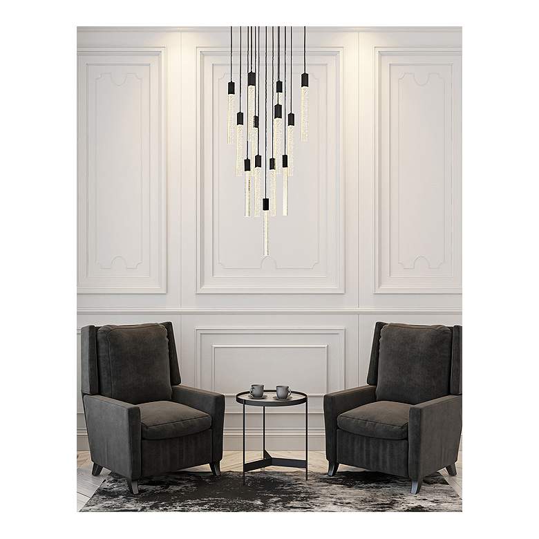 Image 1 Weston 26" Wide Black Crystal 13-Light LED Cluster Pendant in scene