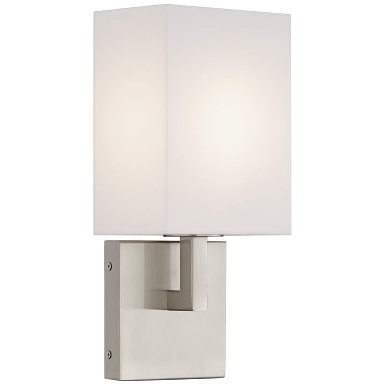 Image 1 61D70 -13 inchH Brushed Steel Bathroom Sconce with Acrylic Shade