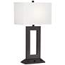 61F44 - 29"H Bronze Table Lamp w/Dimmer 2xOutlets 1xUSB