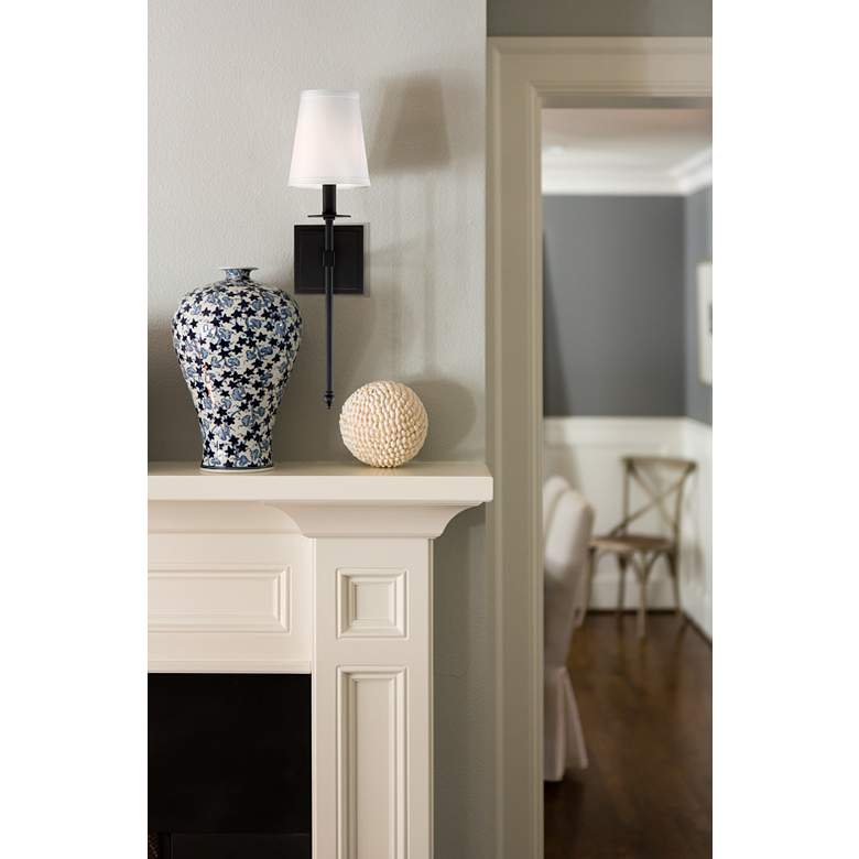 Image 1 Savoy House Essentials Monroe 20 inch High Matte Black 1-Light Wall Sconce in scene