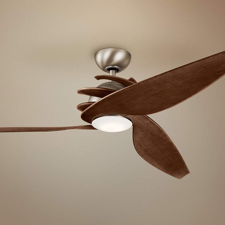 Image 1 62 inch Kichler Spyra Antique Pewter LED Ceiling Fan with Hand-Held Remote